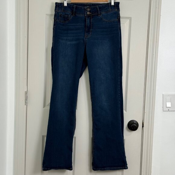 Curve Appeal Bootcut Jeans Womens 14/32 Blue Stretch Boho Indie Casual Comfort - Picture 1 of 13